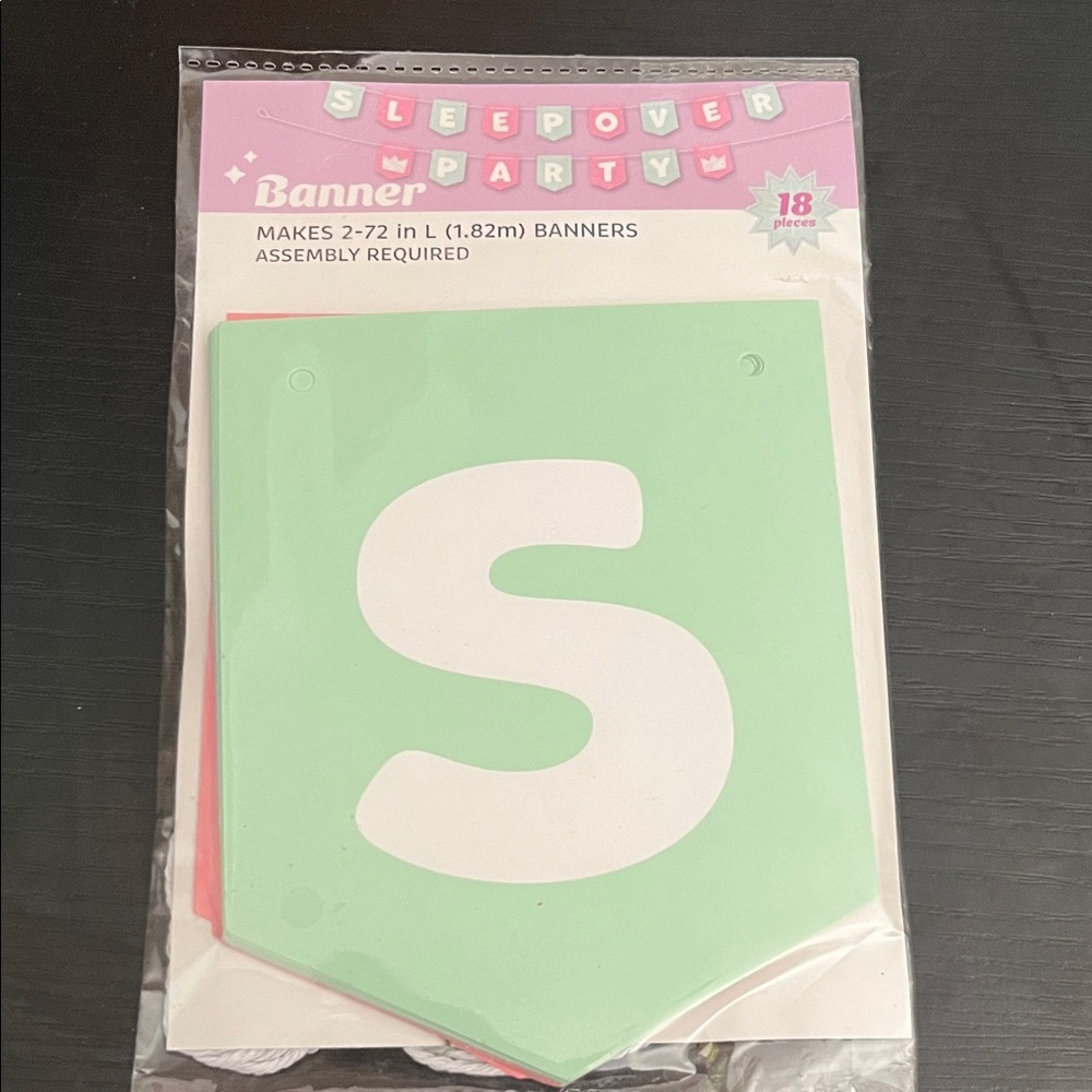 Sleepover Party Banner Set - Green and Pink New